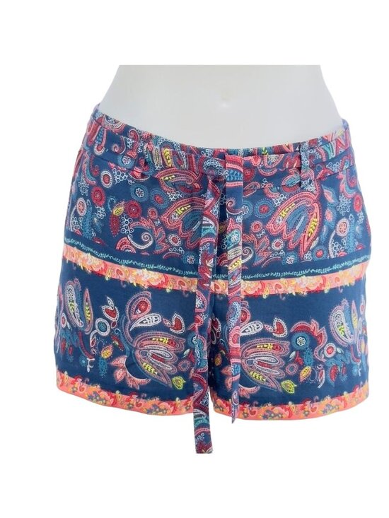 LOFT Pants - LOFT Women's Shorts Belted Paisley Print Blue Pink Size 2
